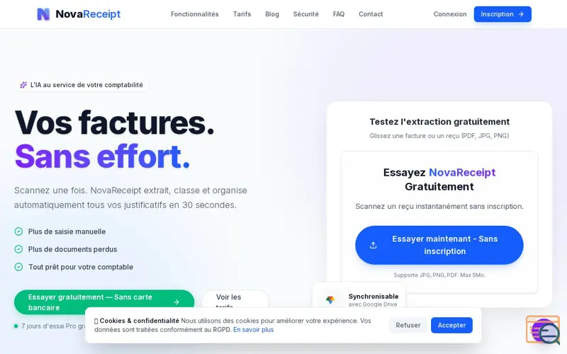 Screenshot of Logiciel OCR Factures & Reçus