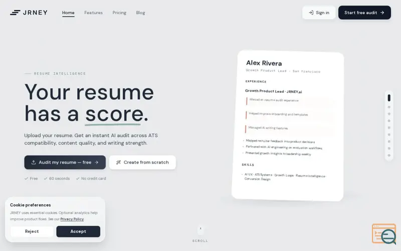 Screenshot of JRNEY.ai