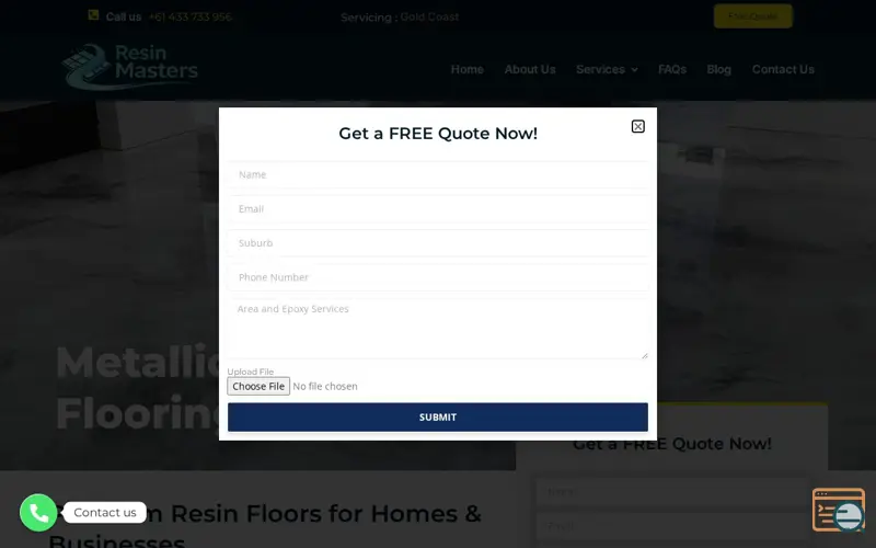 Screenshot of Resin Masters - Epoxy Flooring Brisbane, a launch using Rank Math