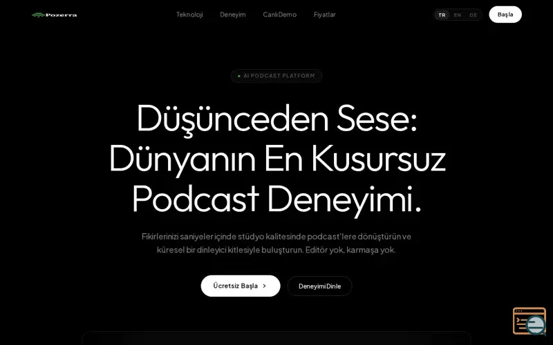 Screenshot of Pozerra - AI Podcast Platform