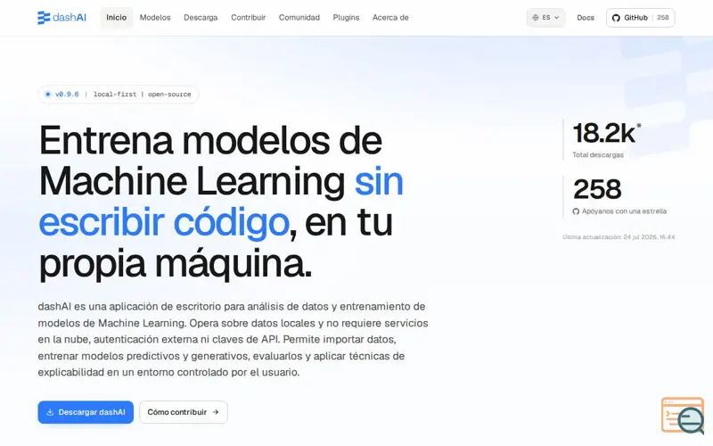 Screenshot of dashAI:Interactive ML,No code,LocalFirst