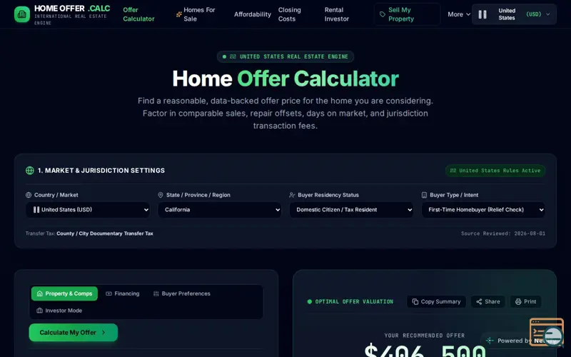 Screenshot of Home Offer Calculator