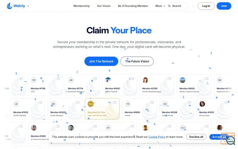 Screenshot of Waivly - Claim Your Digital Card, a launch using Trix
