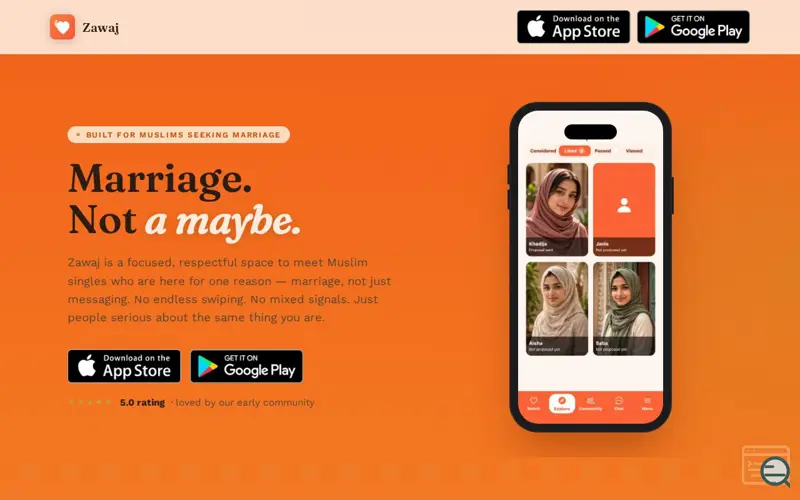 Screenshot of Zawaj Marriage- where muslim marry