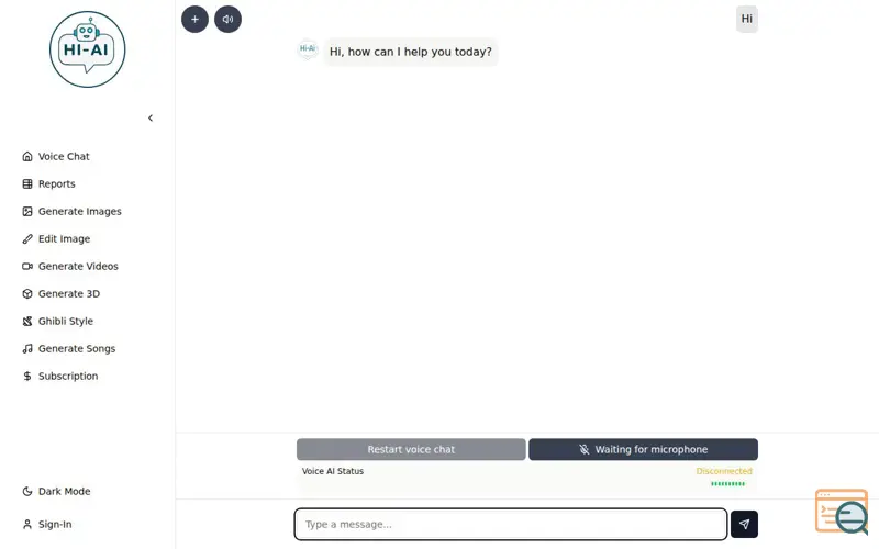 Screenshot of Hi-AI