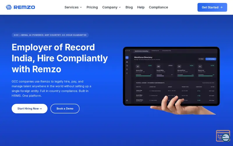 Screenshot of Remzo EOR and HRMS Platform India