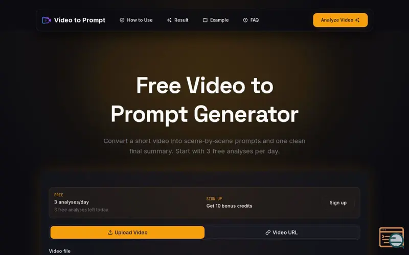Screenshot of Video to Prompt