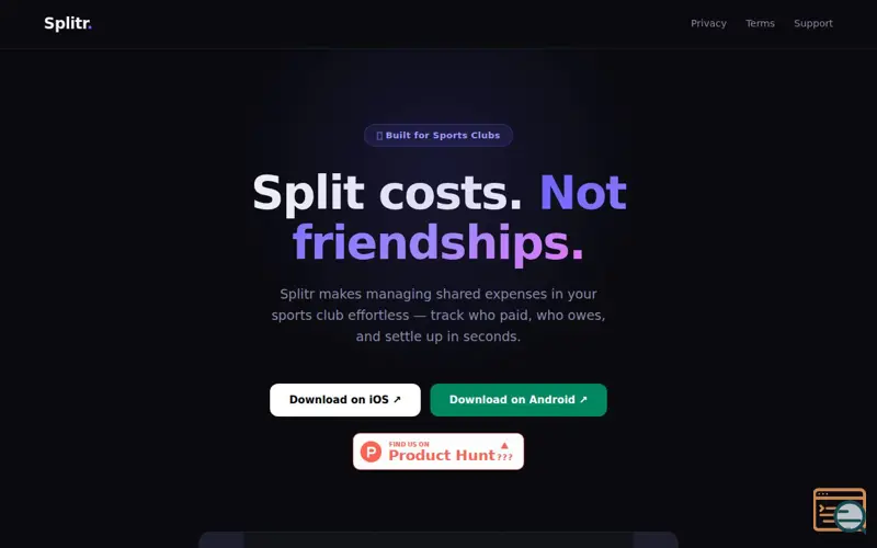 Screenshot of Splitr - Club & Event Expenses
