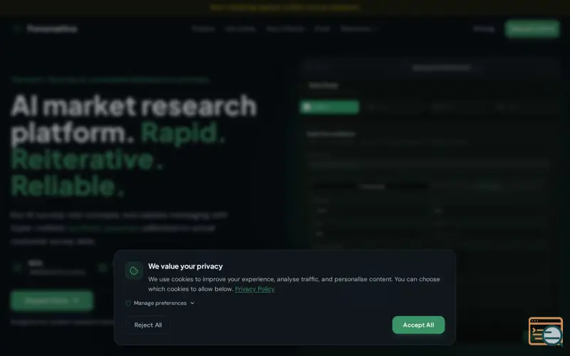 Screenshot of Self-Service AI market research platform