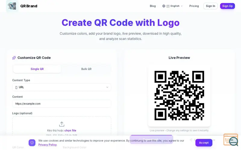 Screenshot of QR Brand