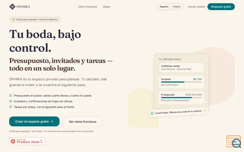 Screenshot of OPHIRA