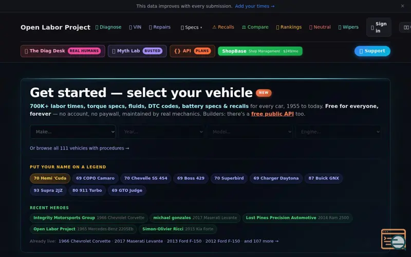Screenshot of Openlaborproject