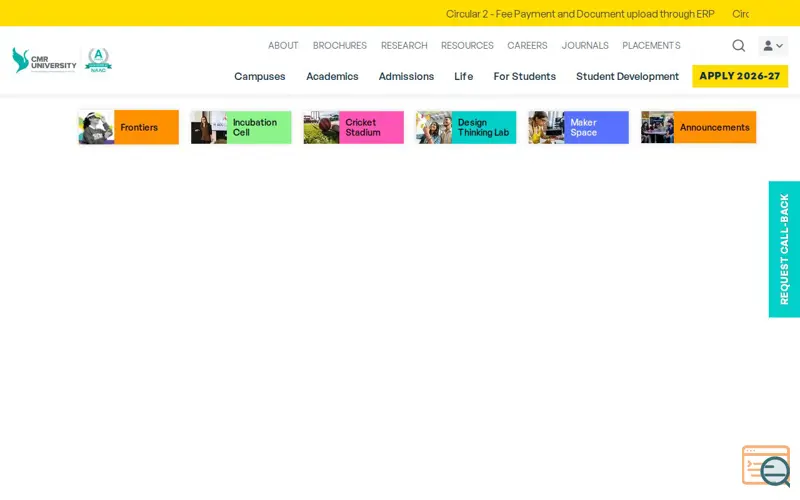 Screenshot of CMR University