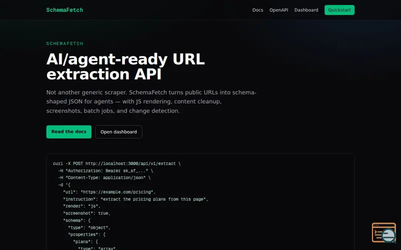Screenshot of schemafetch