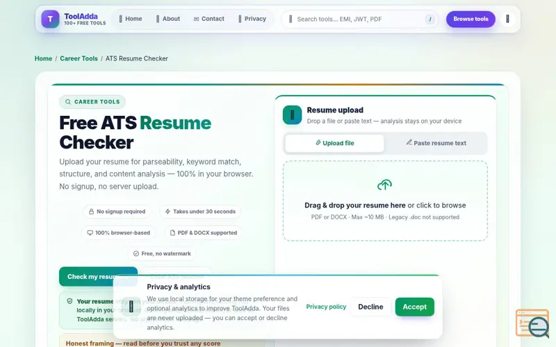 Screenshot of ATS Checker