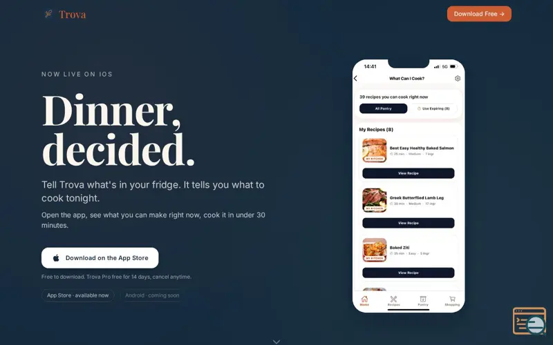 Screenshot of Trova