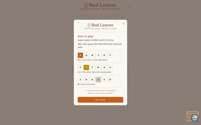 Screenshot of Red Leaves