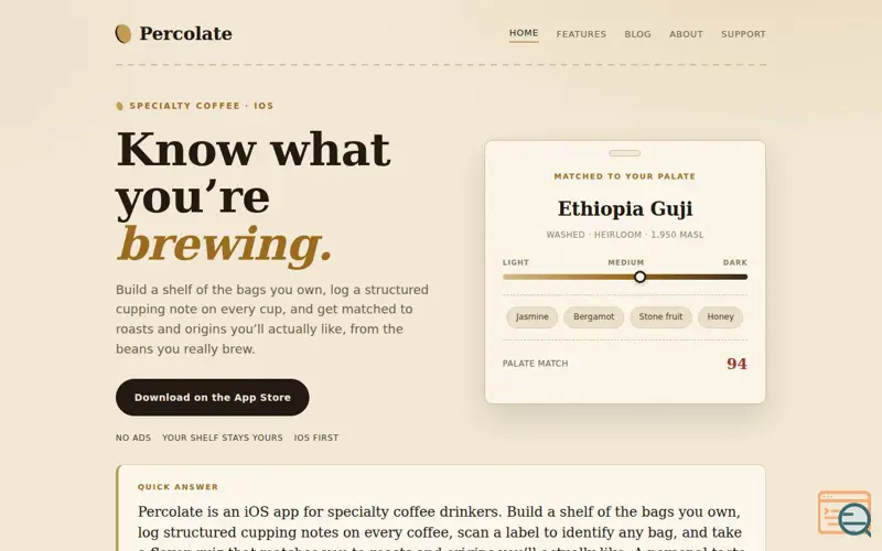 Screenshot of Percolate