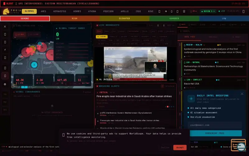 Screenshot of WorldScope, a launch using CelesTrak
