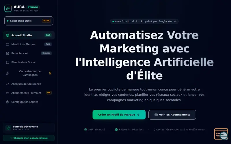 Screenshot of SaaS IA Création de contenu 