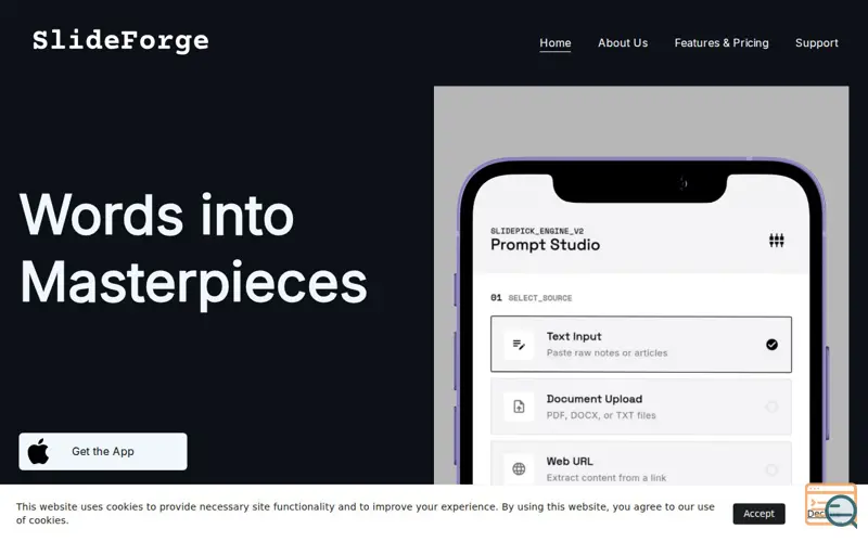 Screenshot of SlideForge PPT Slides AI