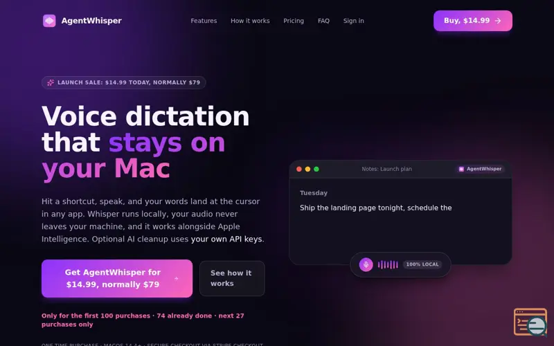 Screenshot of AgentWhisper
