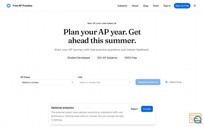 Screenshot of Free AP Practice