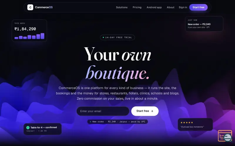 Screenshot of CommerceOS | Run, Manage & Grow Your Business