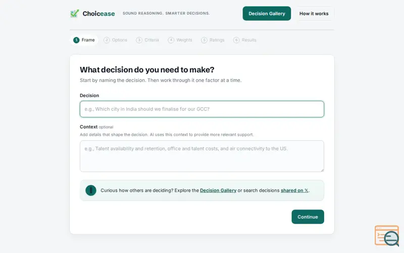 Screenshot of Choicease