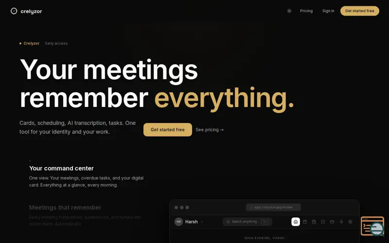 Screenshot of Crelyzor