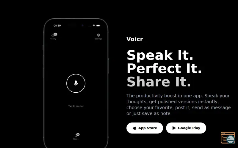 Screenshot of Voicr
