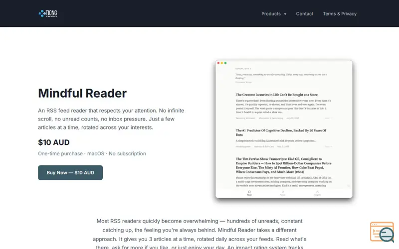 Screenshot of Mindful Reader