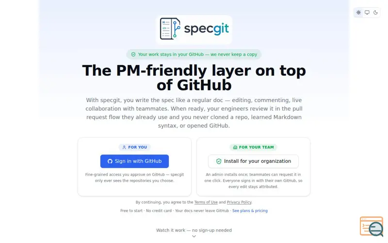Screenshot of specgit