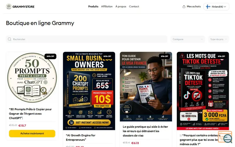 Screenshot of GRAMMYSTORE, a launch using Axazara