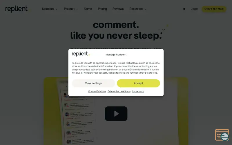 Screenshot of Replient, a launch using Wistia