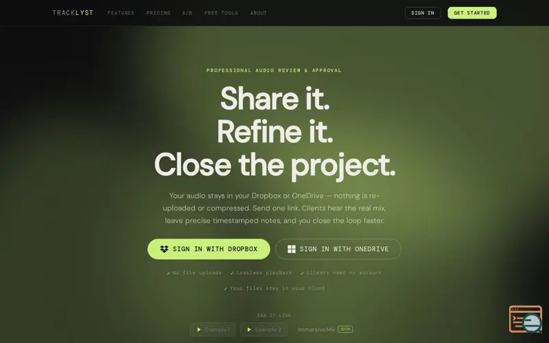Screenshot of Track Lyst