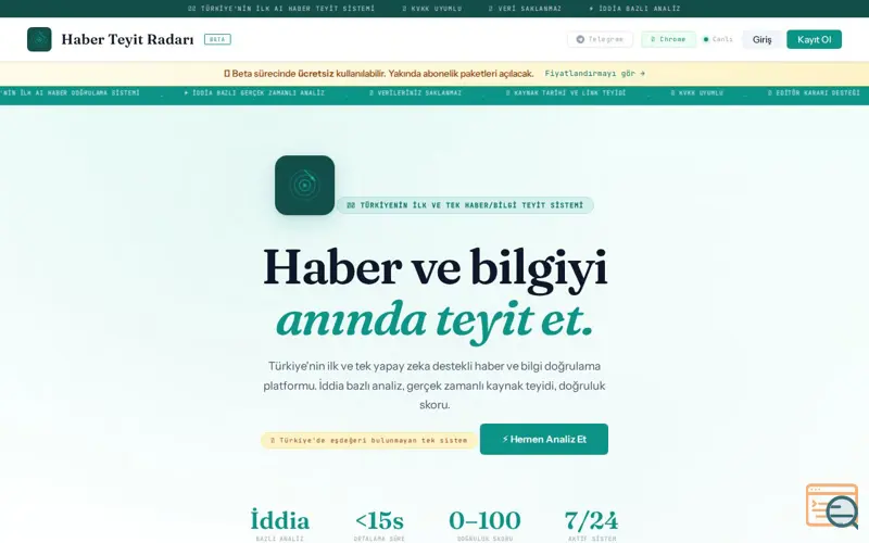 Screenshot of Haber Teyit Radarı