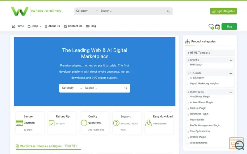 Screenshot of weboxacademy, a launch using FontIran