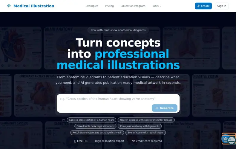 Screenshot of Medical Illustration AI
