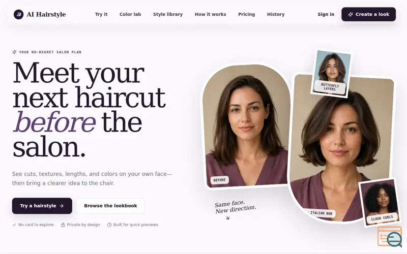Screenshot of AI Hairstyle