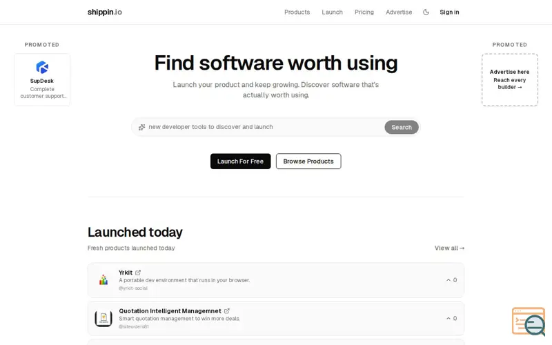 Screenshot of shippin.io | Launch software worth finding