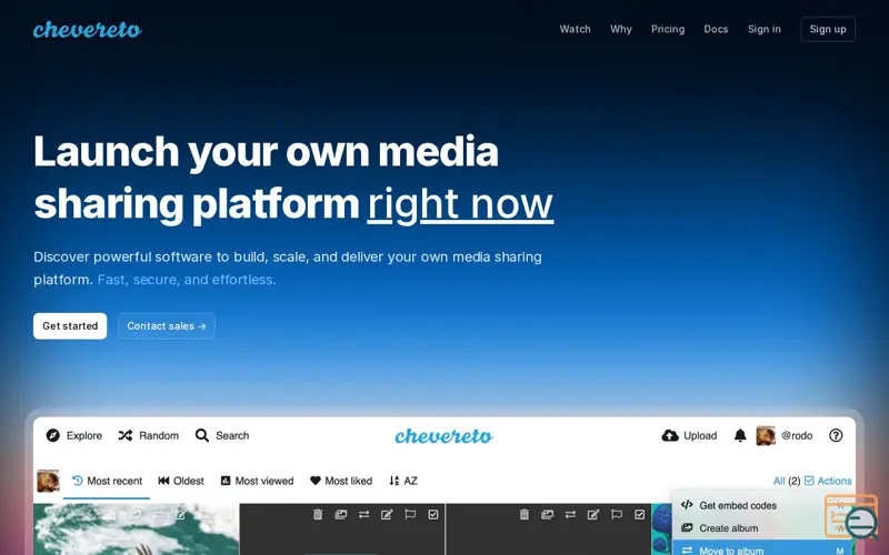 Screenshot of Chevereto Cloud