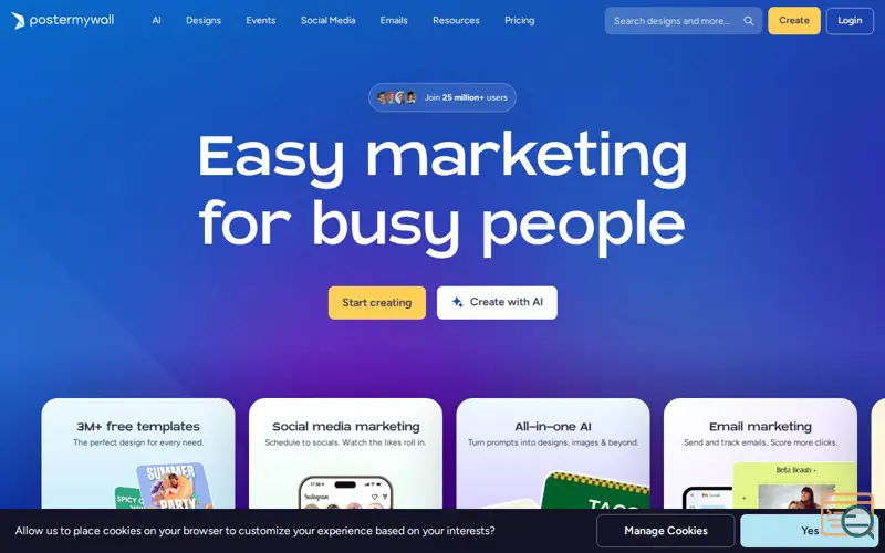 Screenshot of PosterMyWall, a launch using Maze