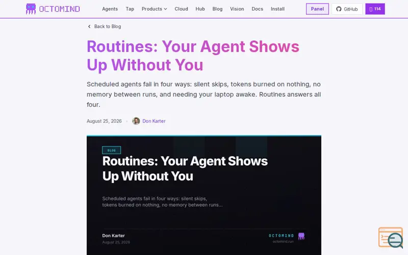 Screenshot of Octomind Routines
