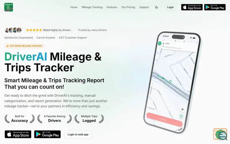 Screenshot of Mileage Tracker - DriverAI App