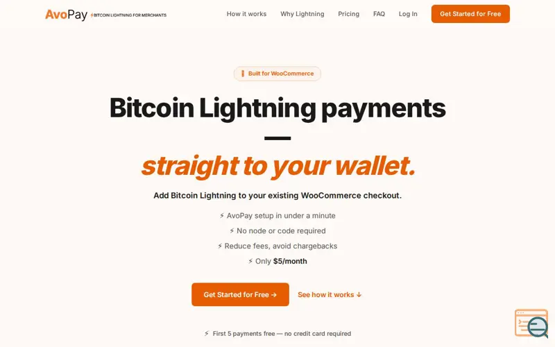 Screenshot of AvoPay - Bitcoin Lightning, WooCommerce