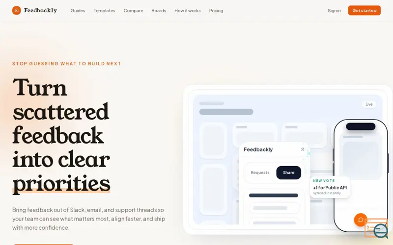 Screenshot of Feedbackly