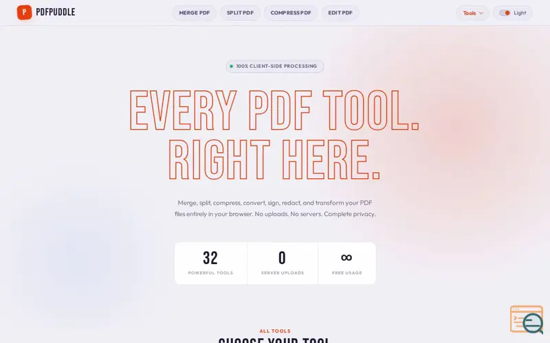 Screenshot of PDFPuddle