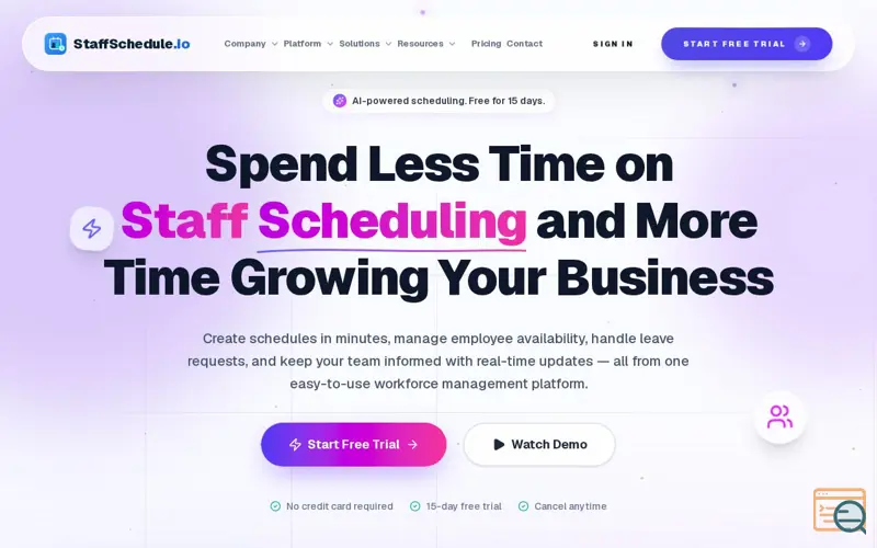 Screenshot of StaffSchedule.io