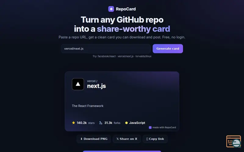 Screenshot of RepoCard